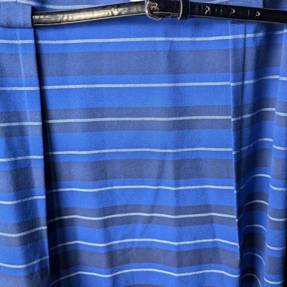 New Calvin Klein Blue White Striped Sleeveless Midi Dress Belt Business Class - Picture 10 of 11